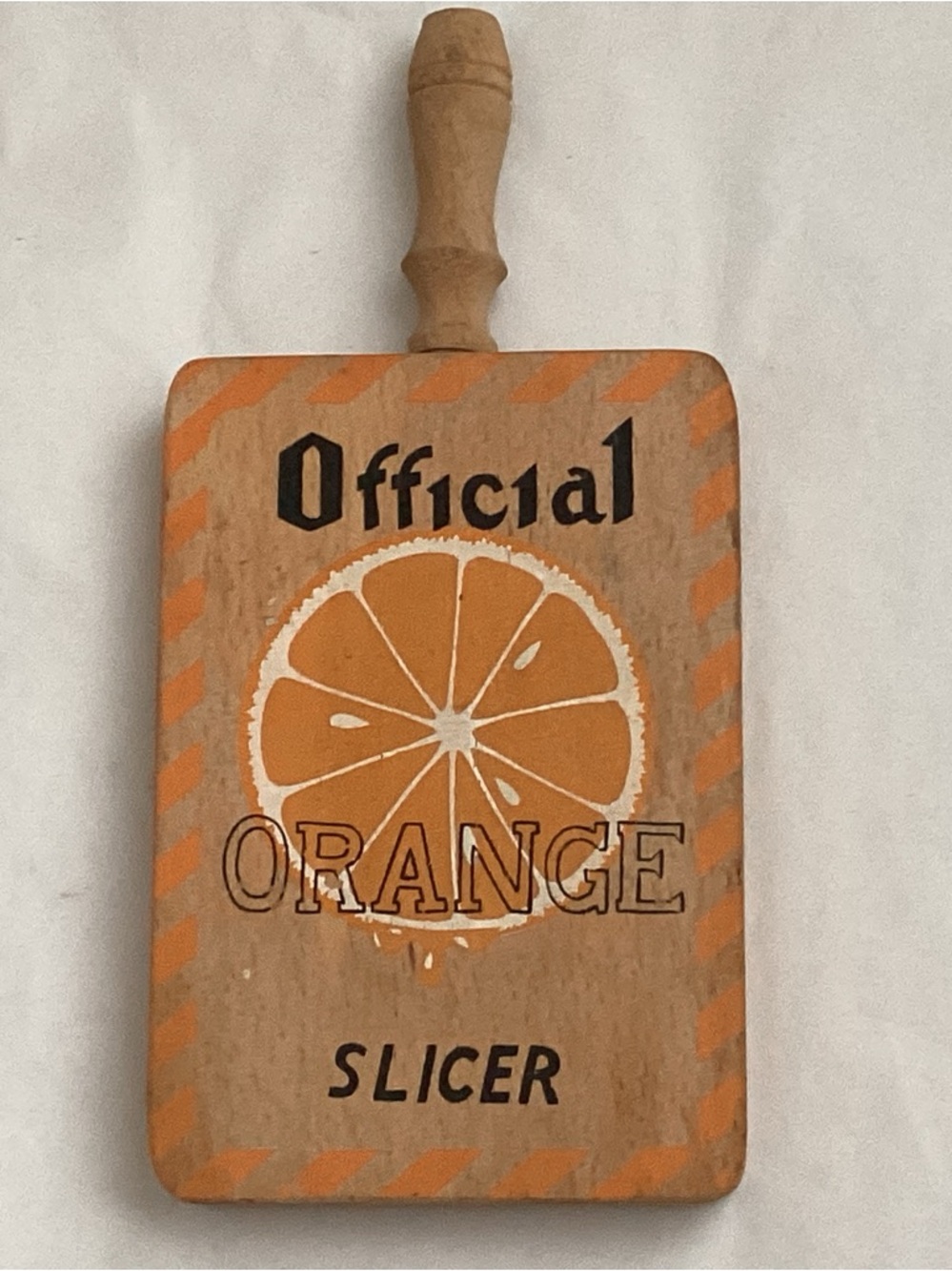 Vtg. Mid Century Modern kitchen/bar cart “Official ORANGE Slicer”
